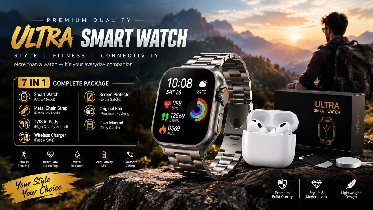 Original i20 Ultra Max Suit Infinity Display Smart Watch with Airbuds Pro2